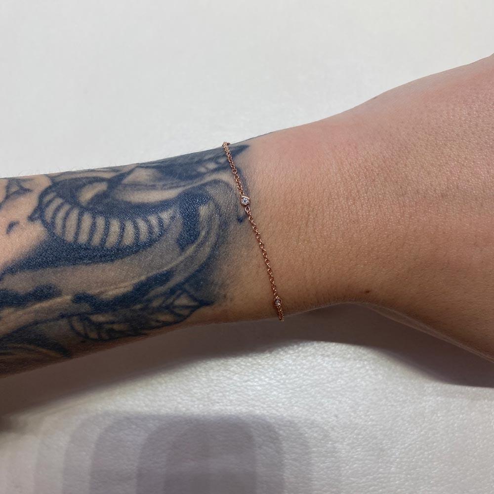 Bracciale in Oro Rosa 18kt con 5 diamanti 0,05ct - LELUNE