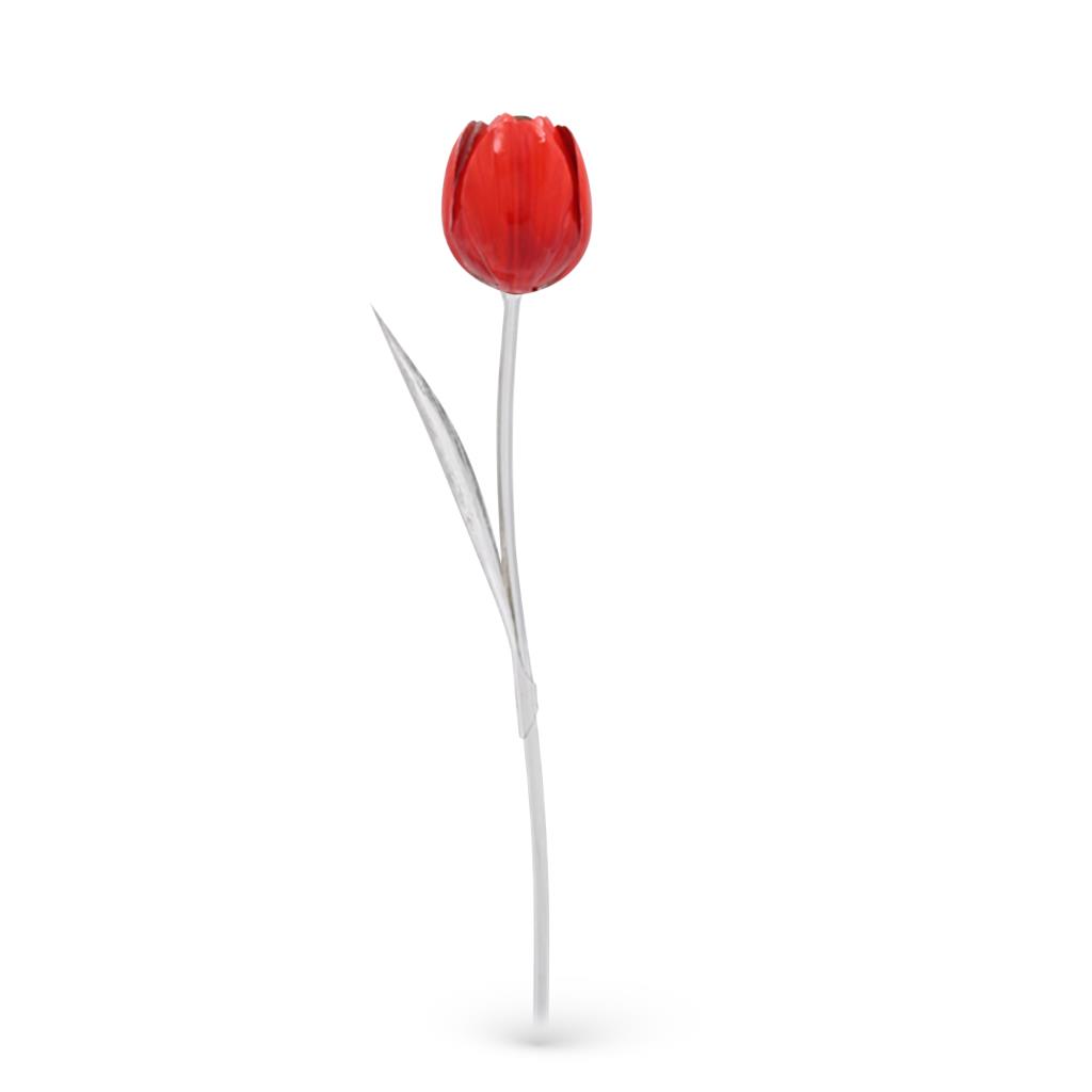 Tulipano rosso soprammobile in argento 23,5cm - GI.RO’ART