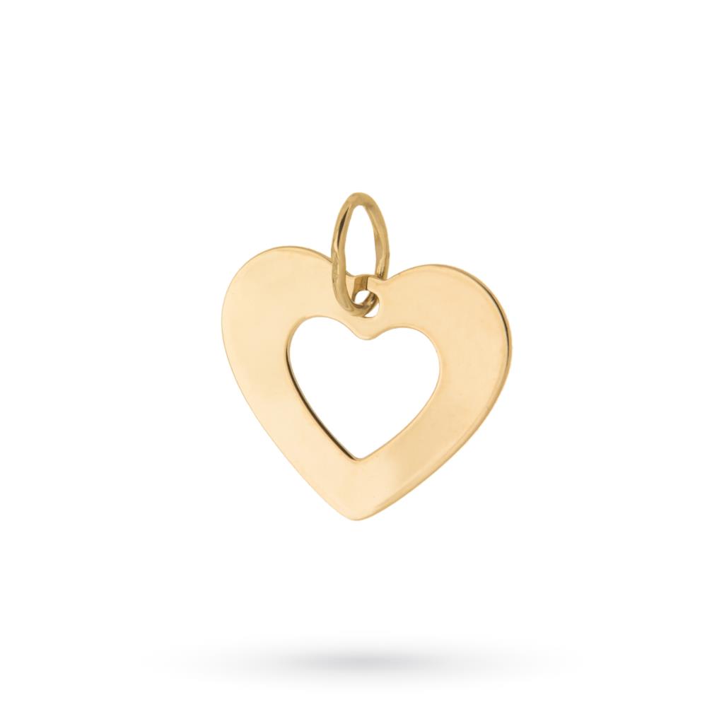 Ciondolo cuore lastra lucida in oro giallo 18kt - LUSSO ITALIANO