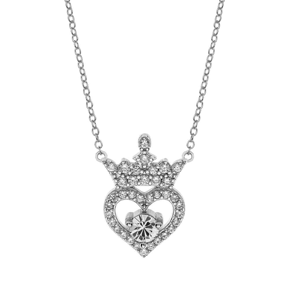 Disney Children's Necklace Heart Crown white Crystals - DISNEY