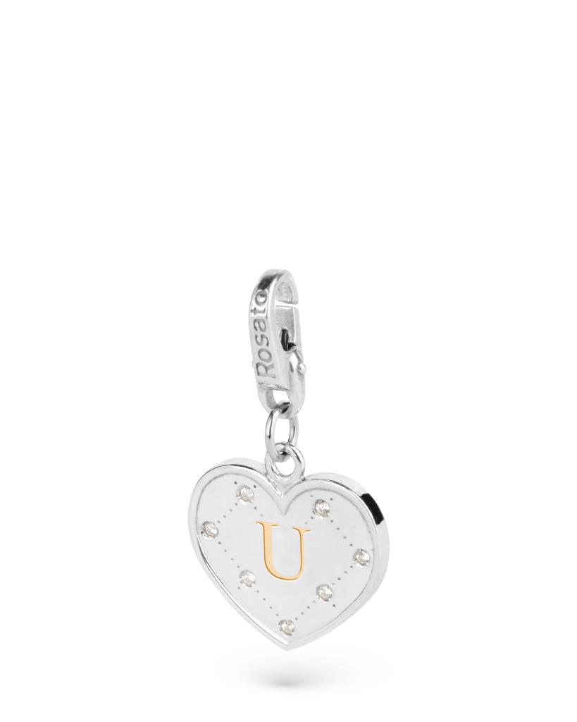 Heart charm with letter U - ROSATO