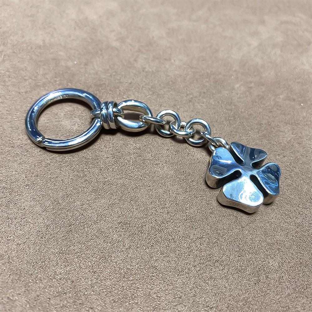  Portachiavi argento 925 quadrifoglio catena - SATURNO