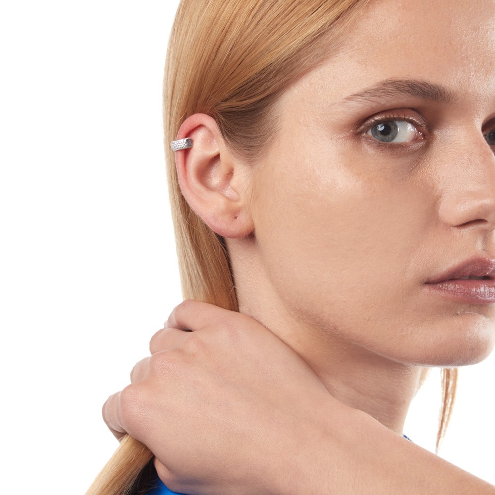 Orecchino argento 925 rodiato lucido puntinato - NOVE25