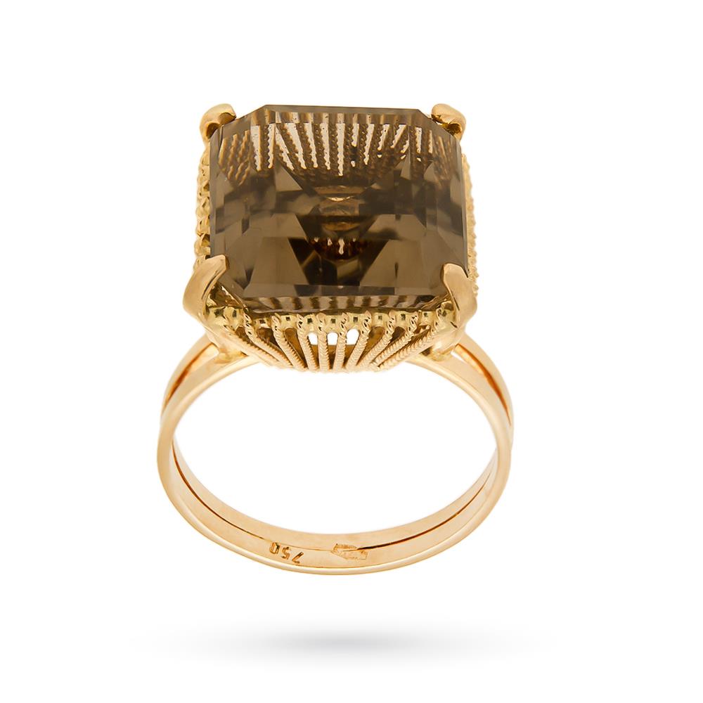  Anello oro rosa topazio brown 14,1 x 14,6mm - LUSSO ITALIANO