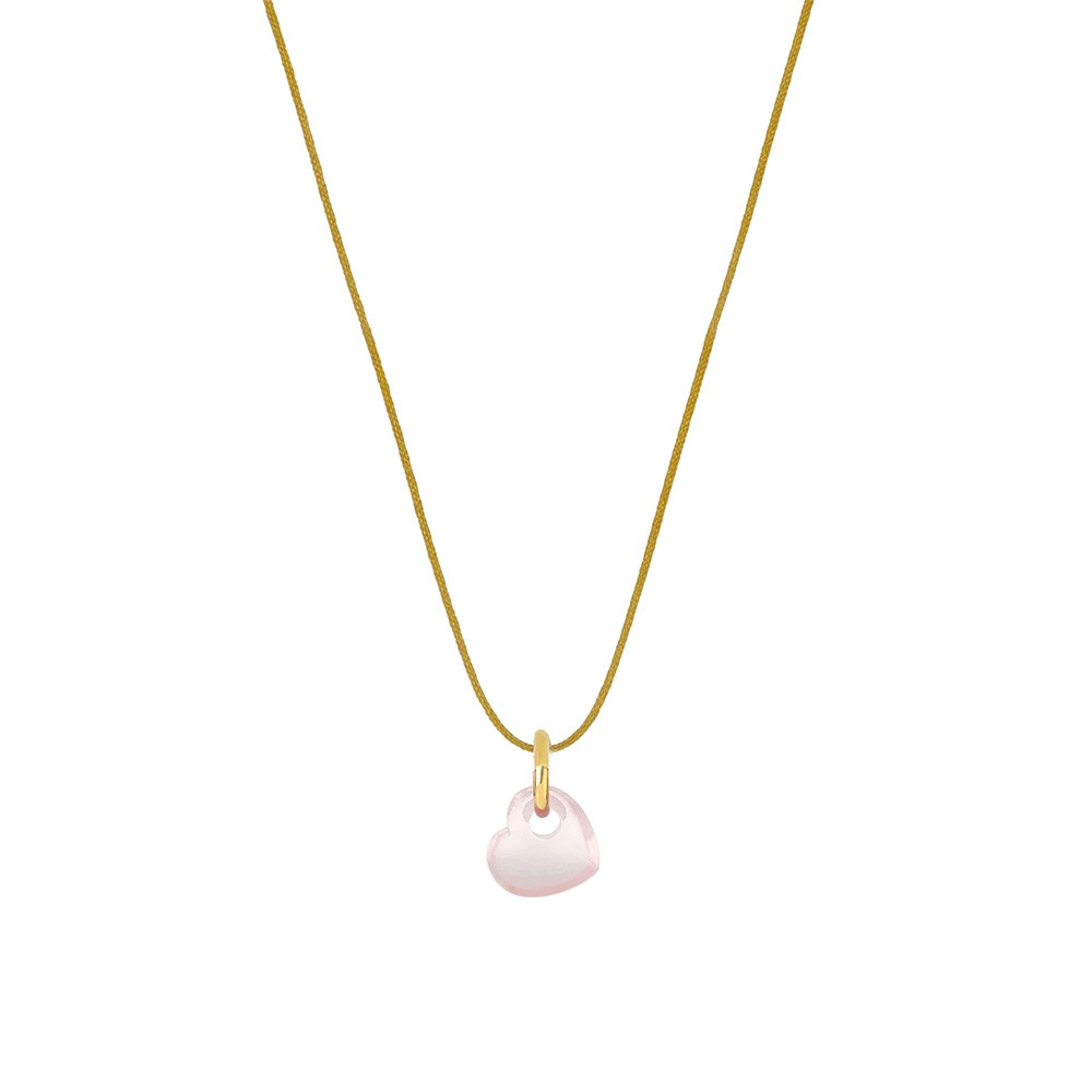 Ciondolo Cuore Oro 18Kt Battito Quarzo Rosa - MAMAN ET SOPHIE