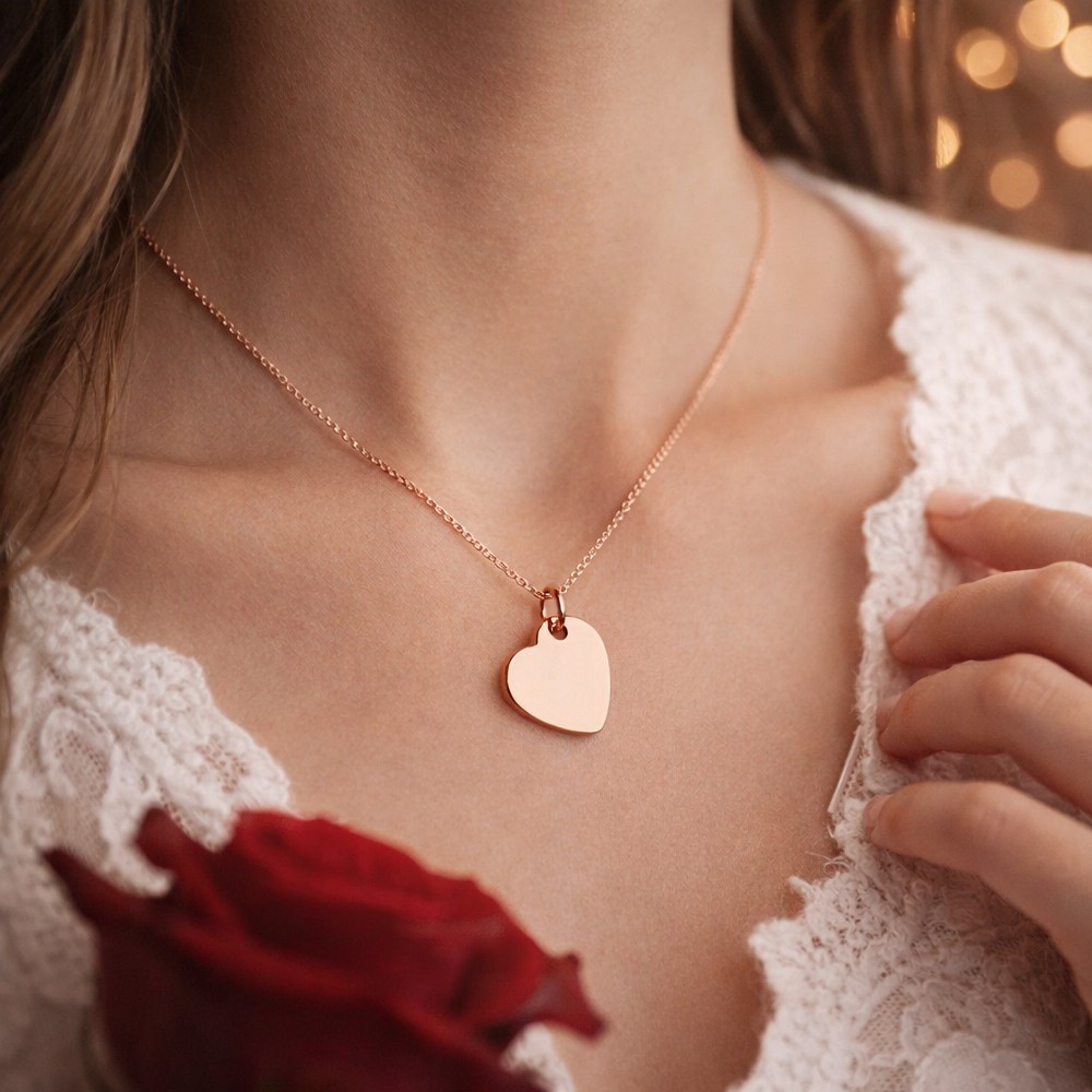  Cuore ciondolo bombato oro rosa 10x10 mm - LUSSO ITALIANO