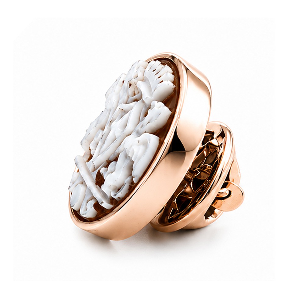  Spilla da Giacca in Argento rosa e Cammeo con Stemma di Genova - CICALA