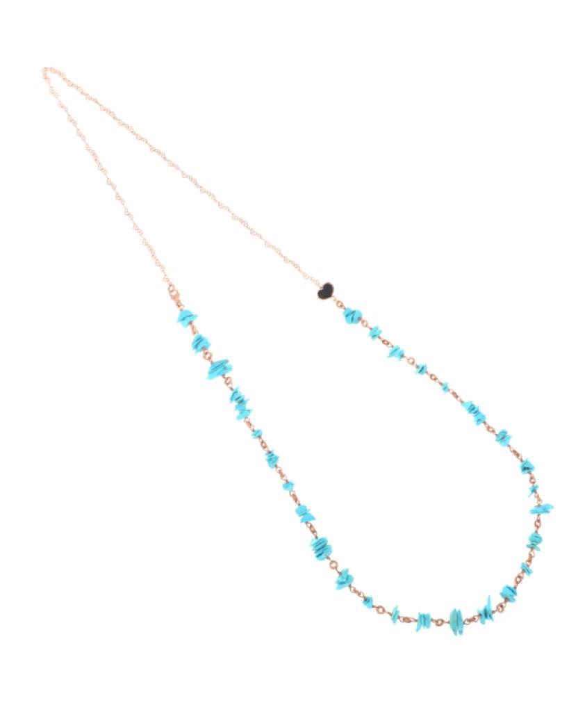 Long necklace in 925 pink silver with turquoise stones - MAMAN ET SOPHIE