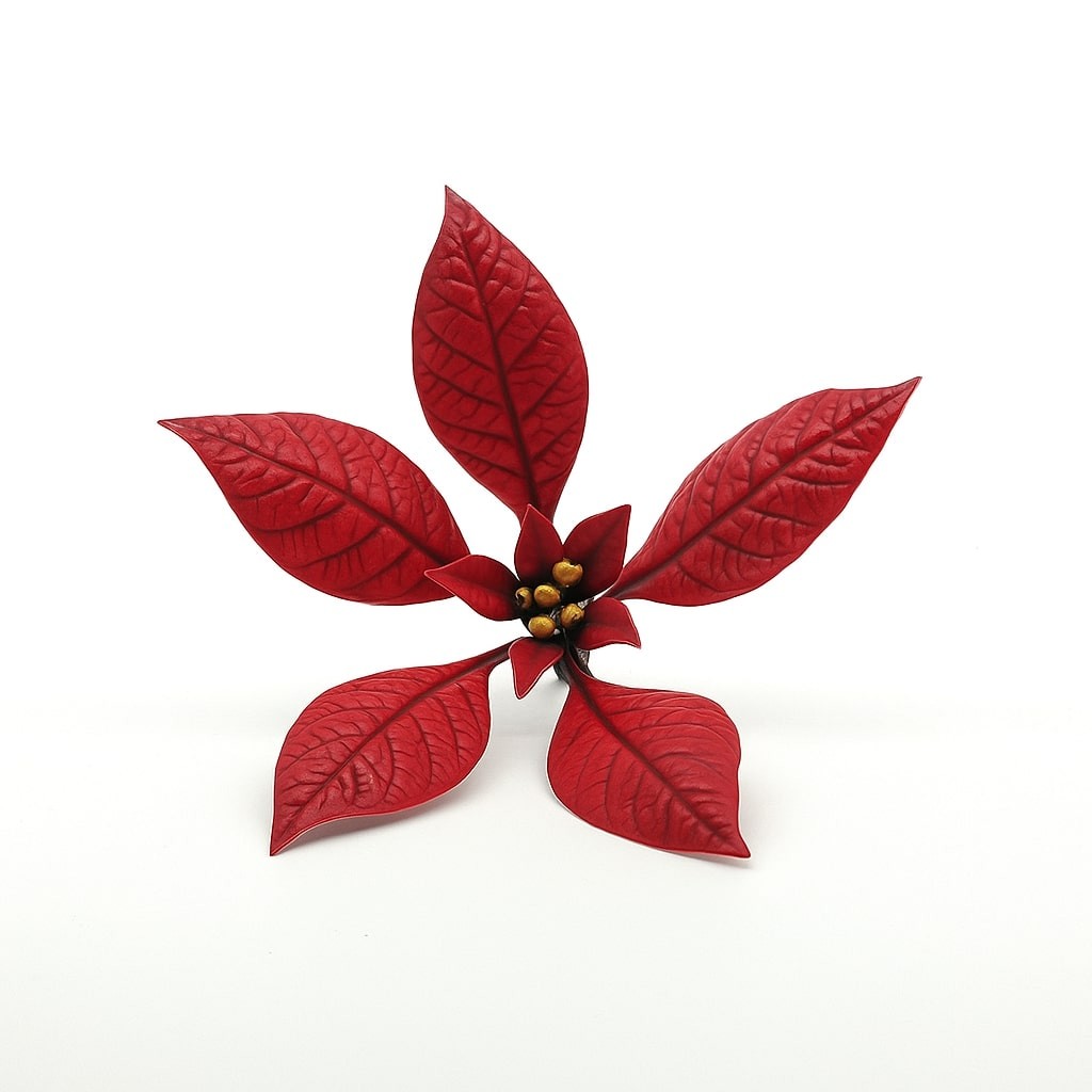 Stella Di Natale Piccola Foglie E Pistillo Rosso Argento - SATURNO