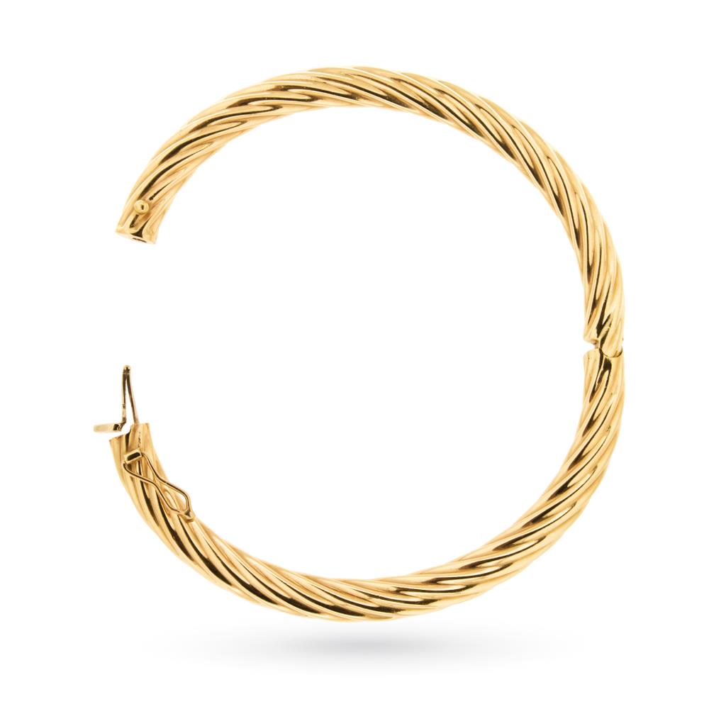  Bracciale ovale manetta oro giallo 18kt onde - LUSSO ITALIANO