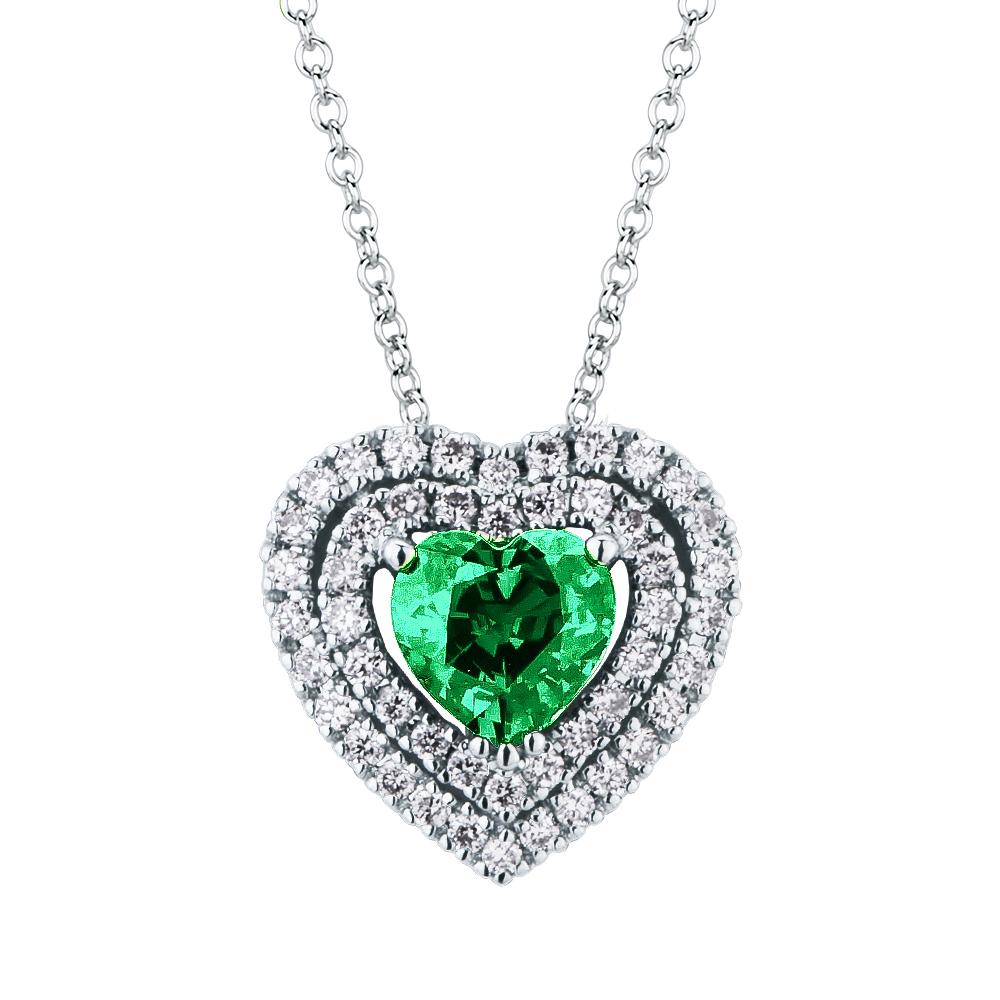  Necklace emerald heart 0,42ct diamonds 0,17ct Mirco Visconti - MIRCO VISCONTI