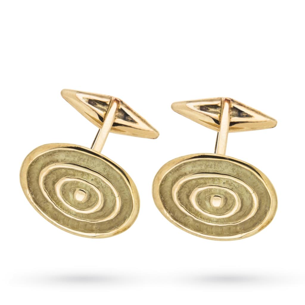18kt yellow gold cufflinks with circles polished and satin surface - UNBRANDED