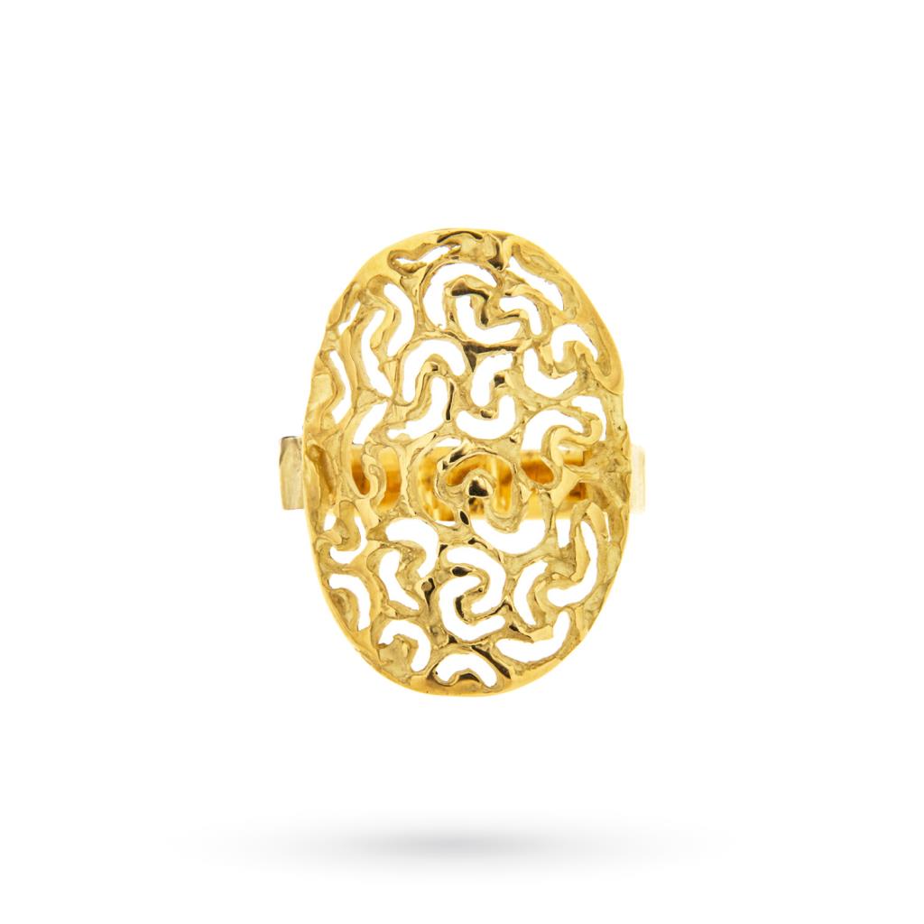 Anello scudo ovale traforato oro giallo Luigi Quaglia - QUAGLIA