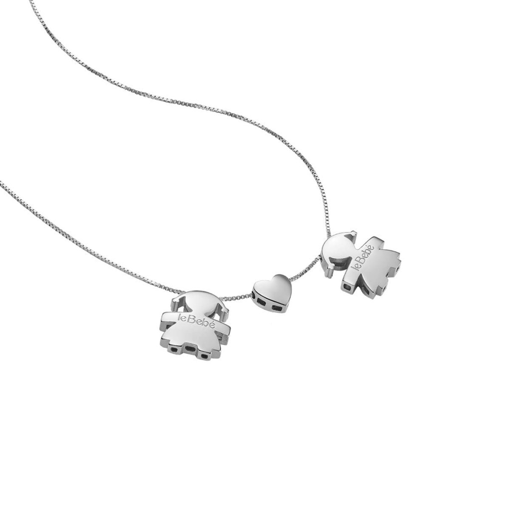 leBebe LBB918-FF Girl-Heart-Girl Necklace in White Gold - LE BEBE