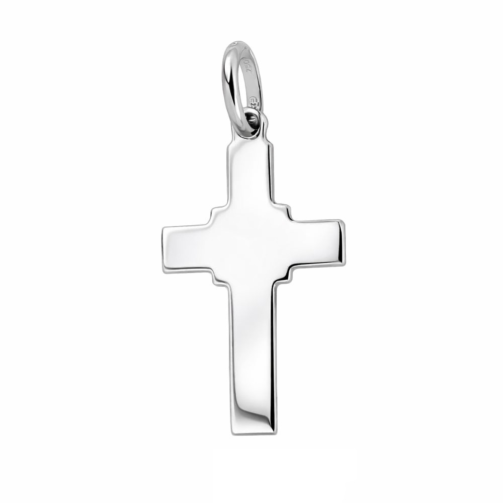 Irish Celtic Cross Pendant in White Gold, 12x25 mm - LUSSO ITALIANO