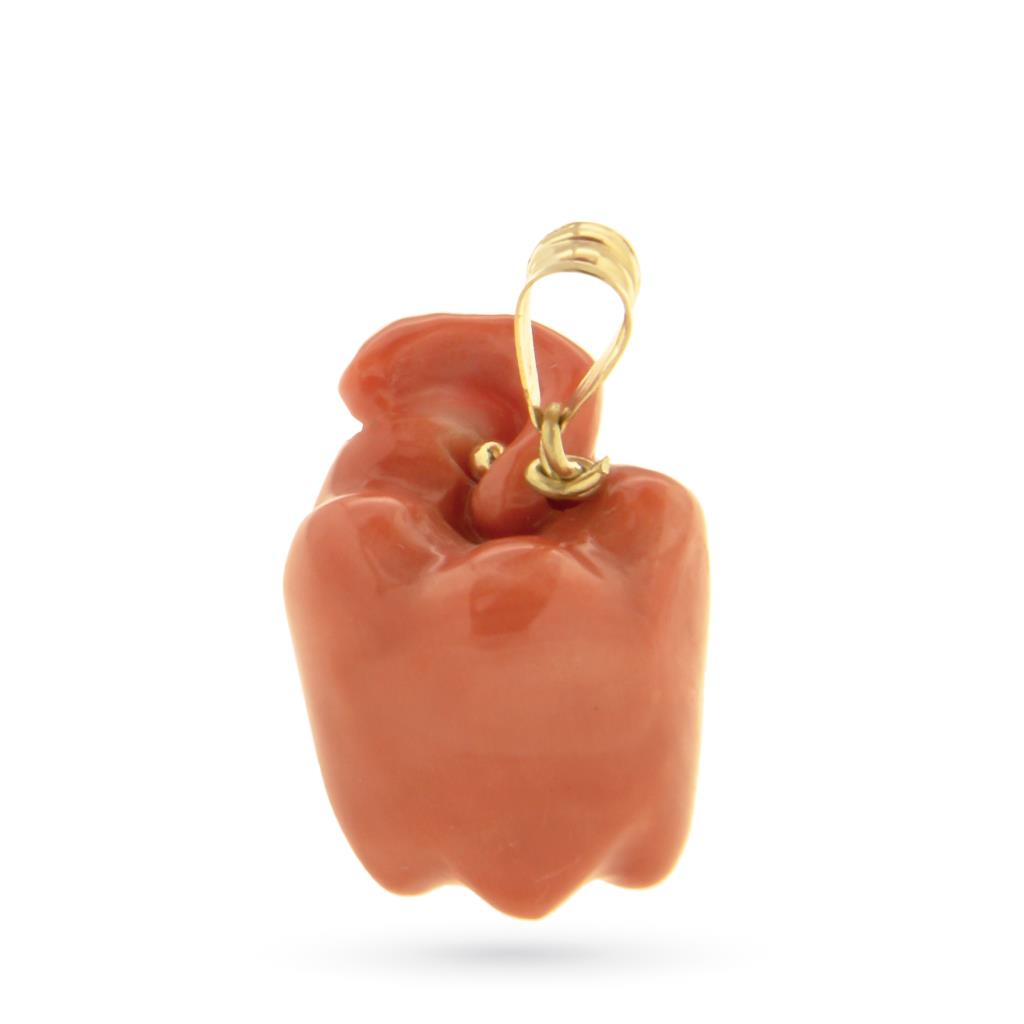Ciondolo mela corallo oro giallo 18kt - LUSSO ITALIANO