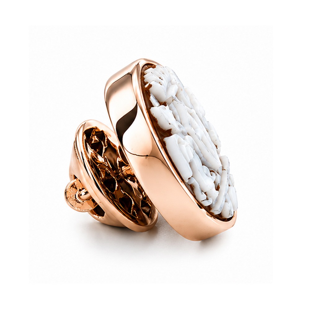  Spilla da Giacca in Argento rosa e Cammeo con Stemma di Genova - CICALA