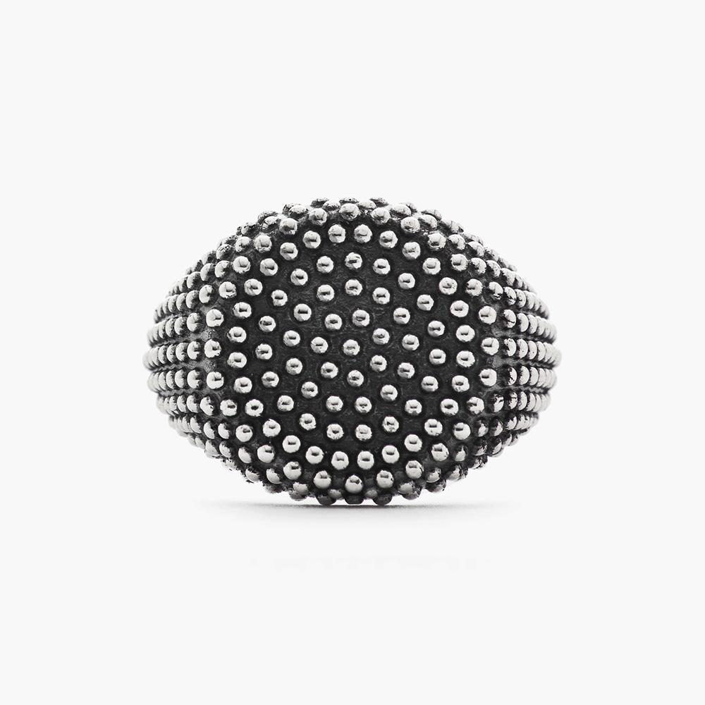 Chevalier tondo puntinato argento brunito lucido Nove25 - NOVE25