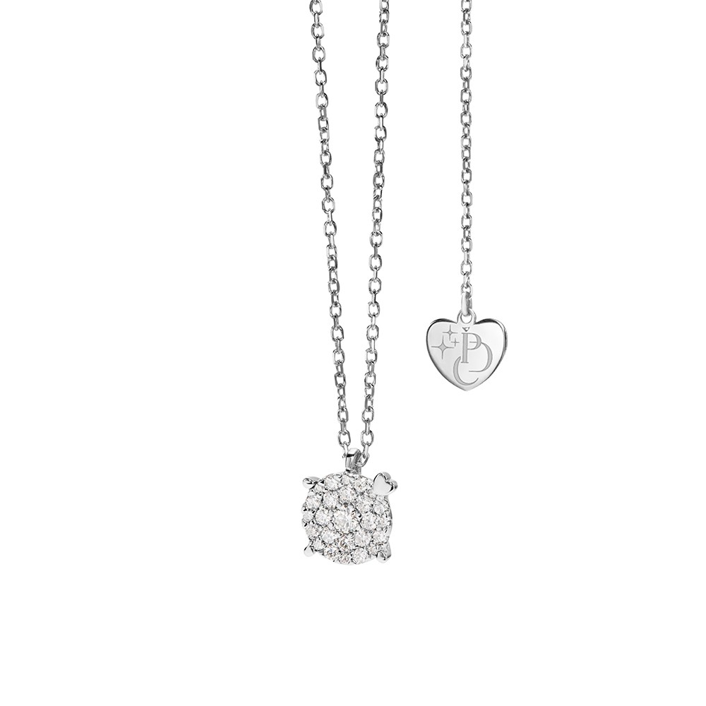 Collana punto luce con rosetta di diamanti