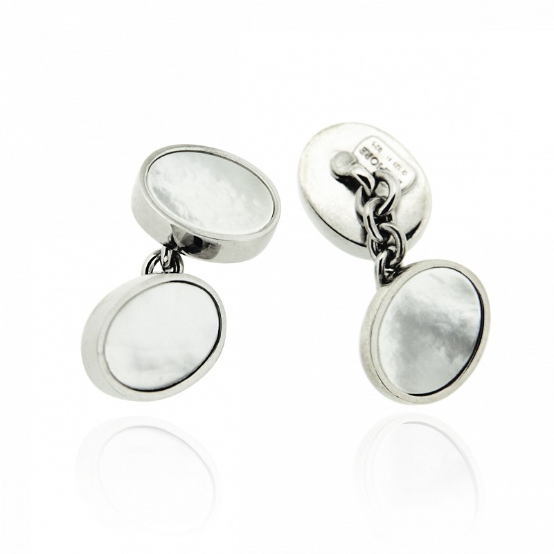 Silver cufflinks with double mother of pearl ovals - BELFIORE