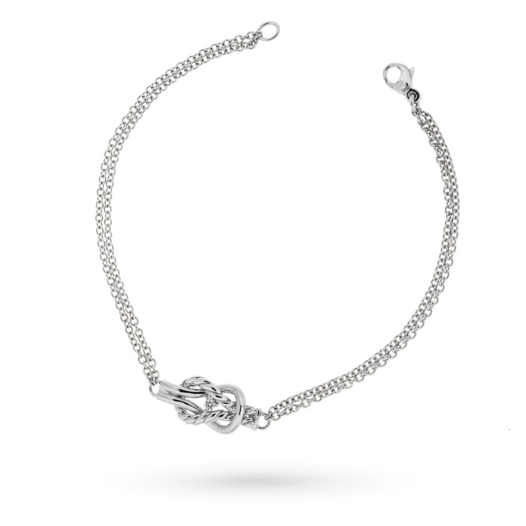 18kt white gold bracelet with flat and brilliant knot - CICALA
