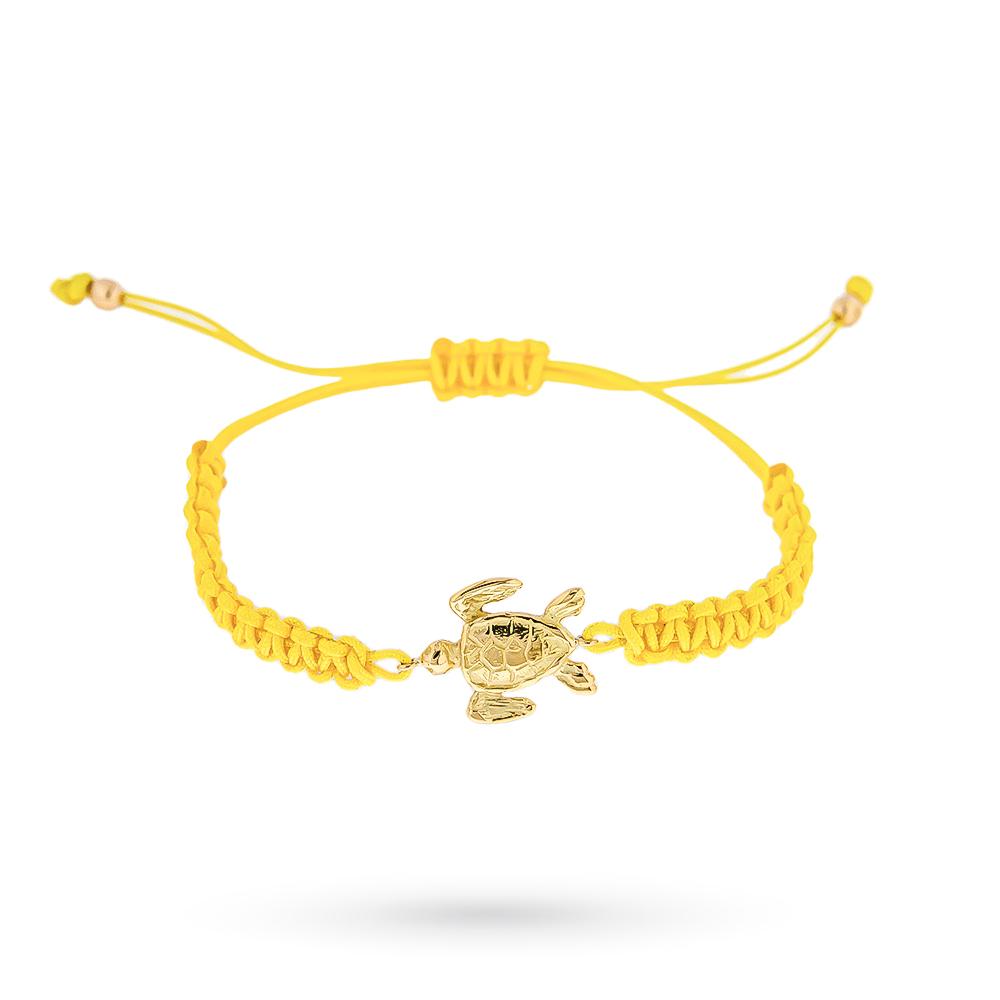 Bracciale tartaruga media oro giallo cordino giallo  - QUAGLIA