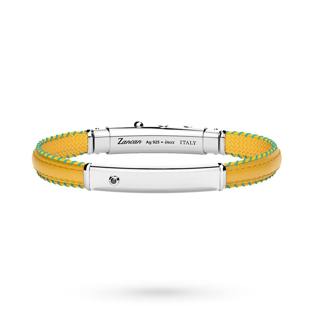 ZANCAN ESB294-GI silver yellow leather bracelet - ZANCAN