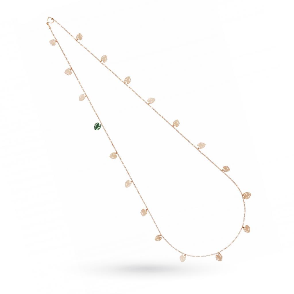 Collana con foglie di monstera in argento 925 placcato oro rosa - MAMAN ET SOPHIE