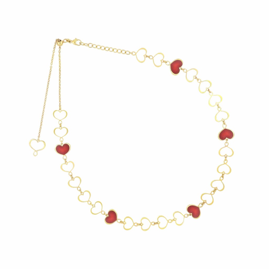 Girocollo cuori Maman con smalto bordeaux - MAMAN ET SOPHIE