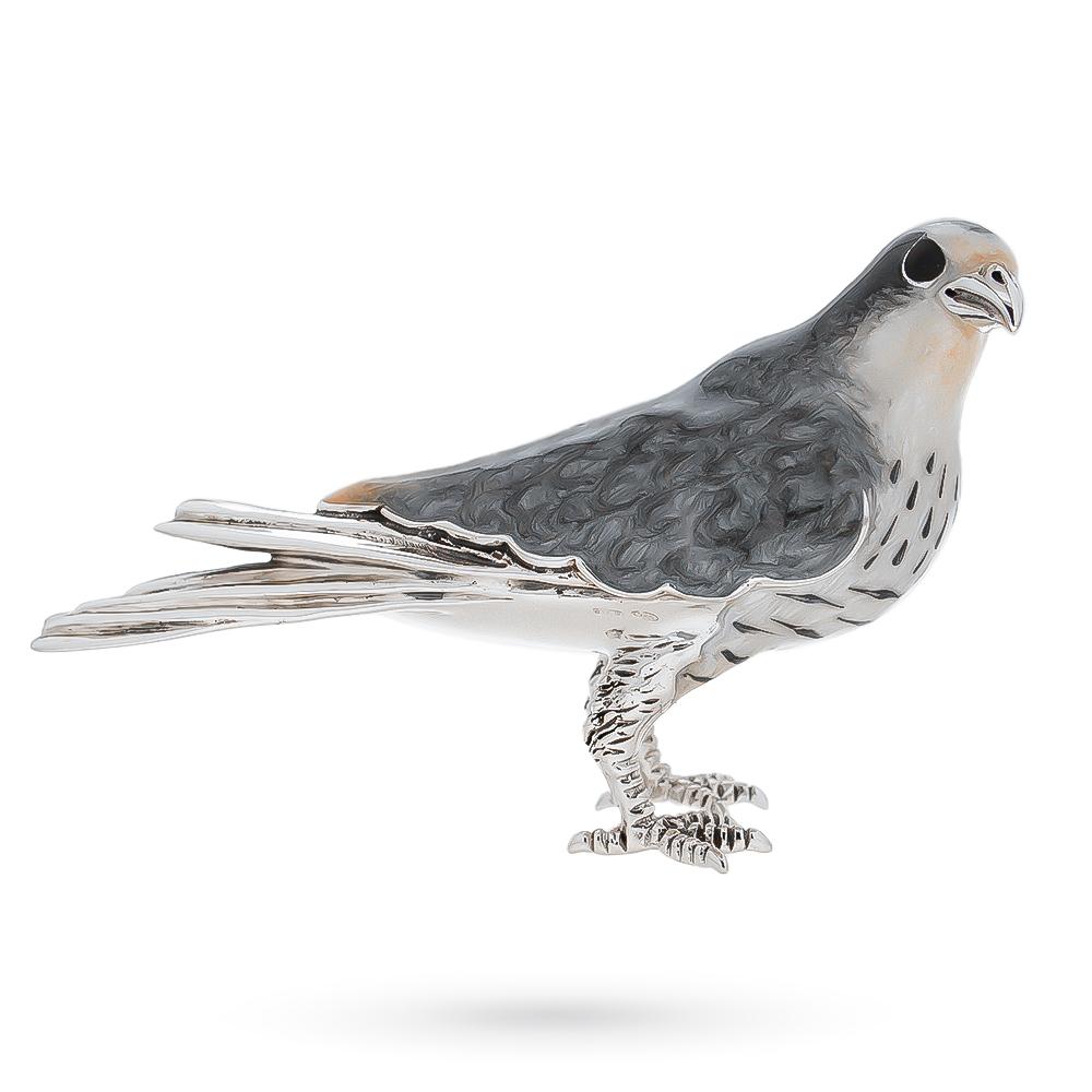 Falcon large ornament in 925 silver enamel - SATURNO