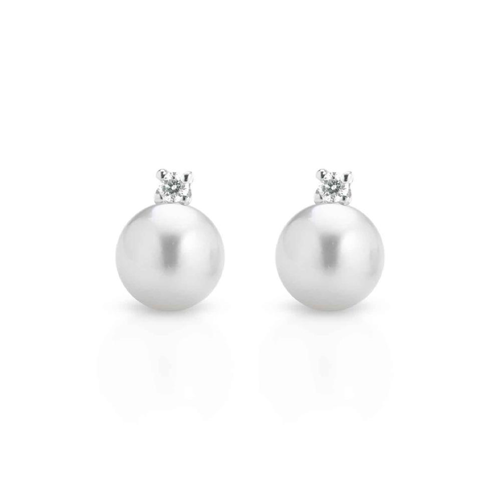Earrings with Akoya pearl and diamonds - COSCIA