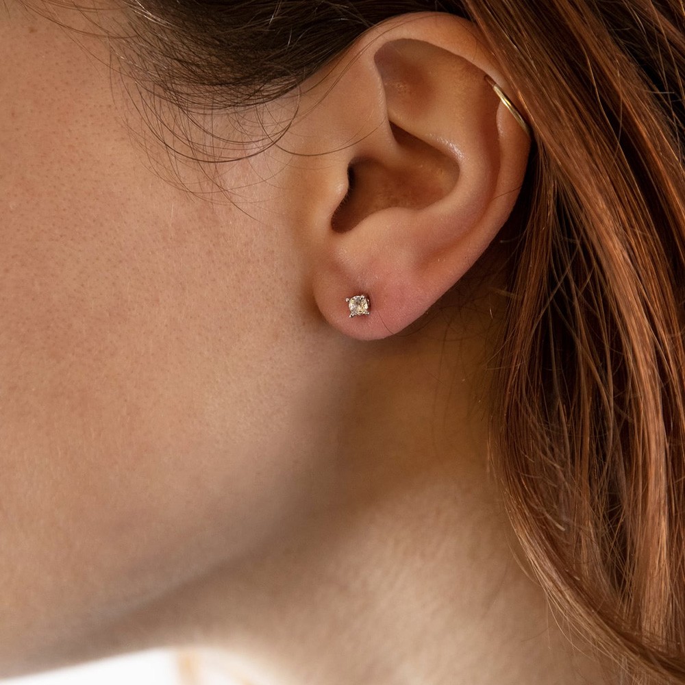 Orecchino singolo punto luce argento rodiato lucido Nove25 - NOVE25