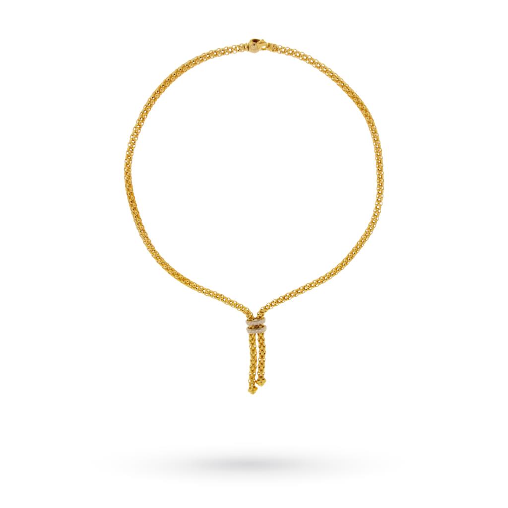 Yellow gold necklace with two pendants and diamonds | Fope | SOLO - FOPE