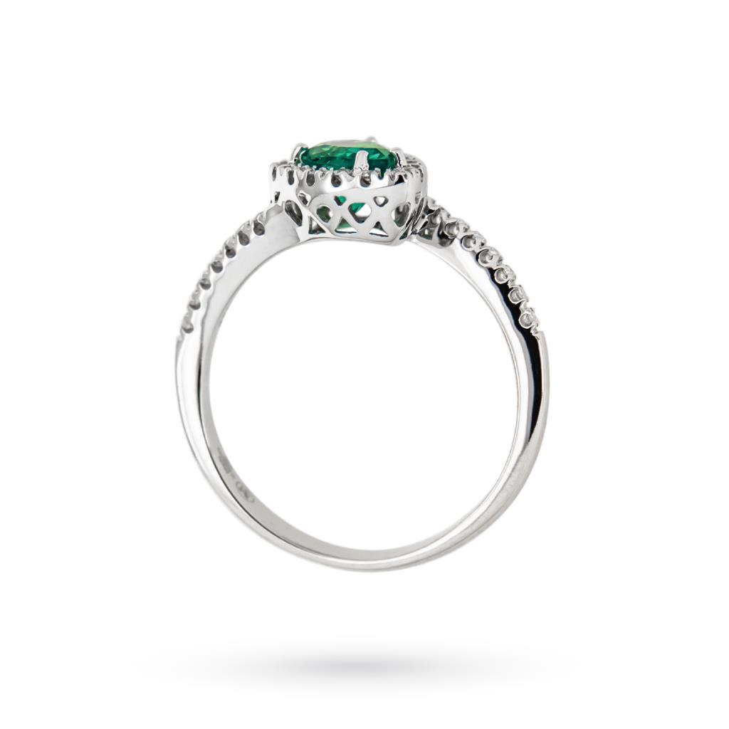 Anello smeraldo goccia 0,63ct contorno diamanti 0,16ct Mirco Visconti - MIRCO VISCONTI