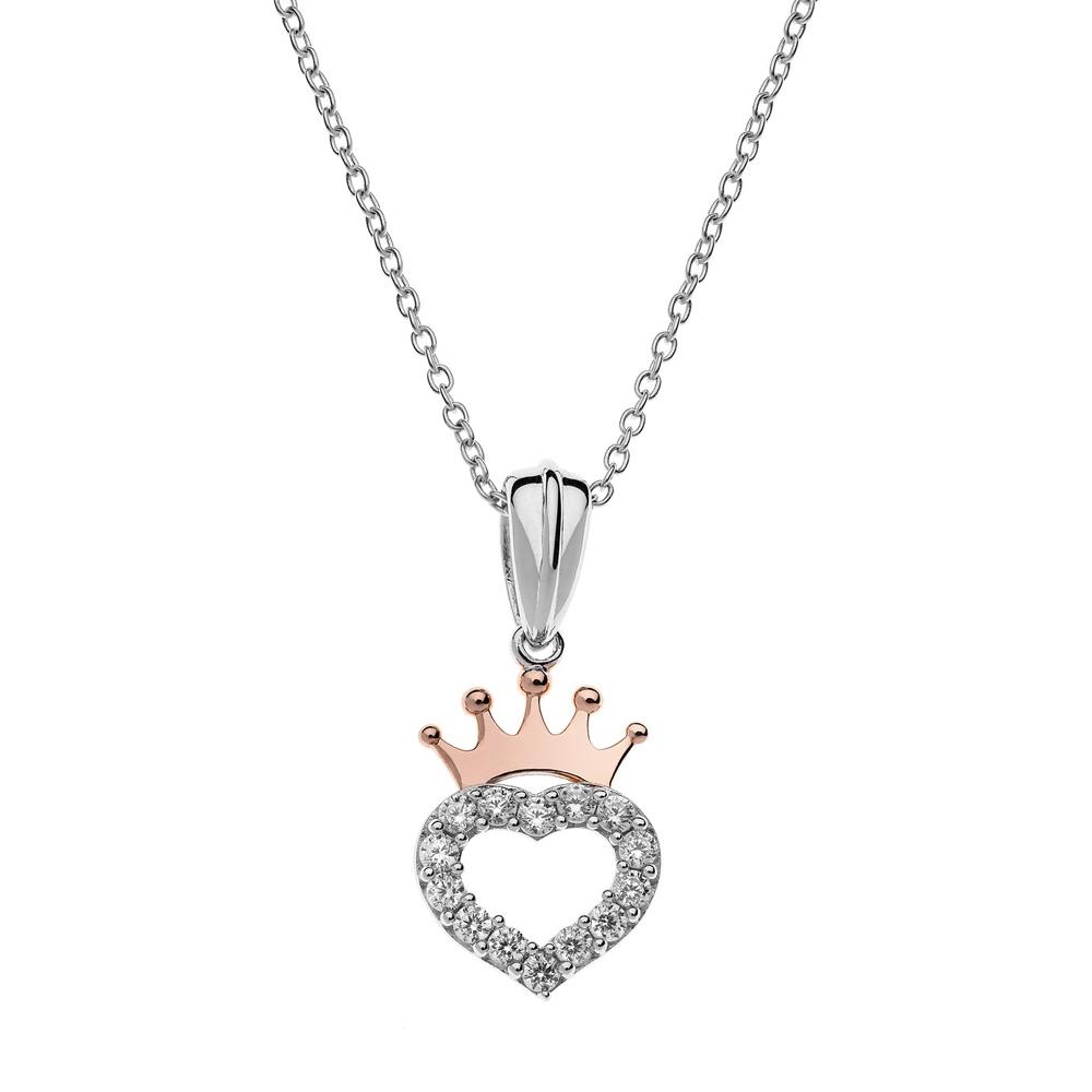 Disney Princess crown heart white crystals children's necklace - DISNEY