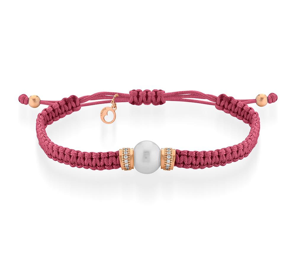 Pink zircon pearl string bracelet fw LGBR462.1 Le Lune Glamo - GLAMOUR