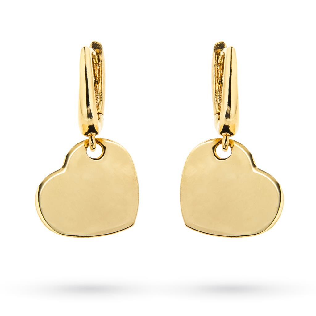 18kt yellow gold pendant earrings with heart - UNBRANDED