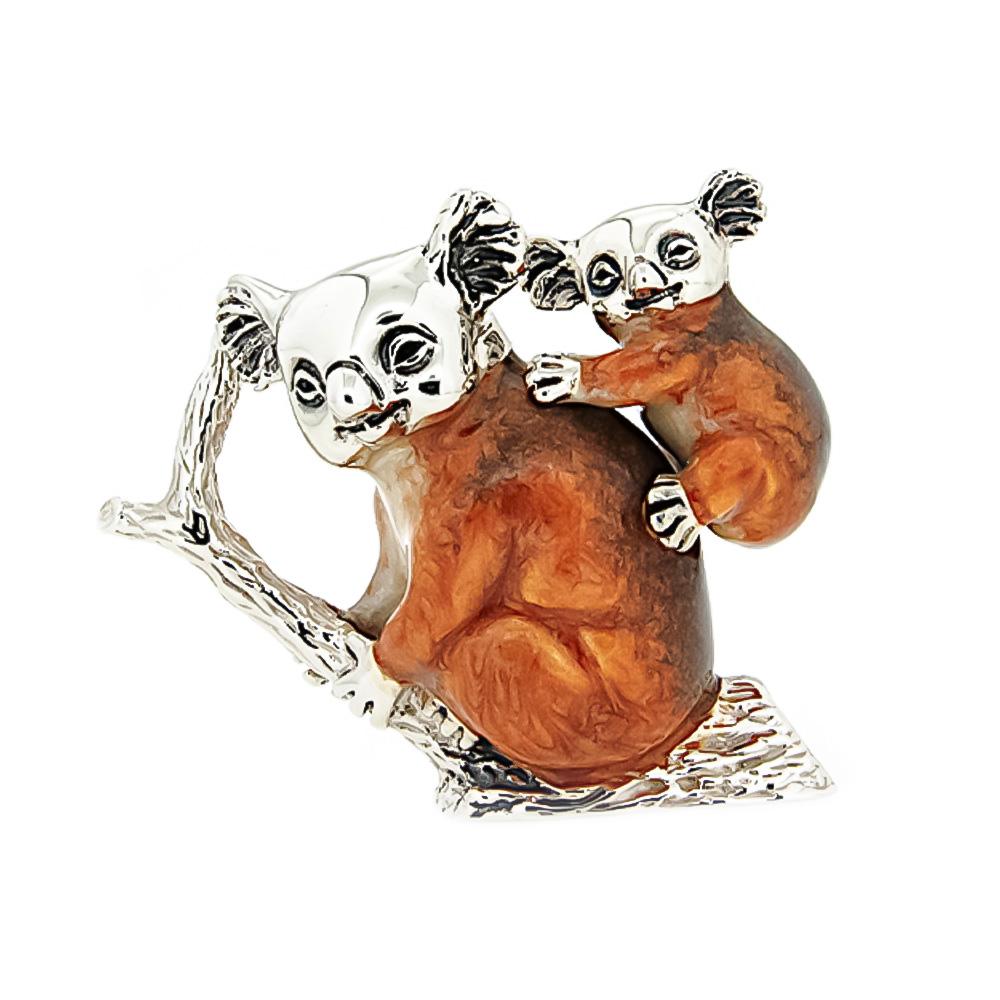  Enamelled Koala with Baby silver ornament Saturnoo ST149 - SATURNO