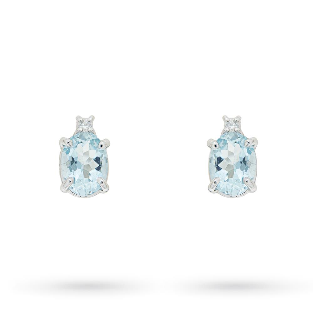 18kt white gold diamond aquamarine earrings - QUAGLIA
