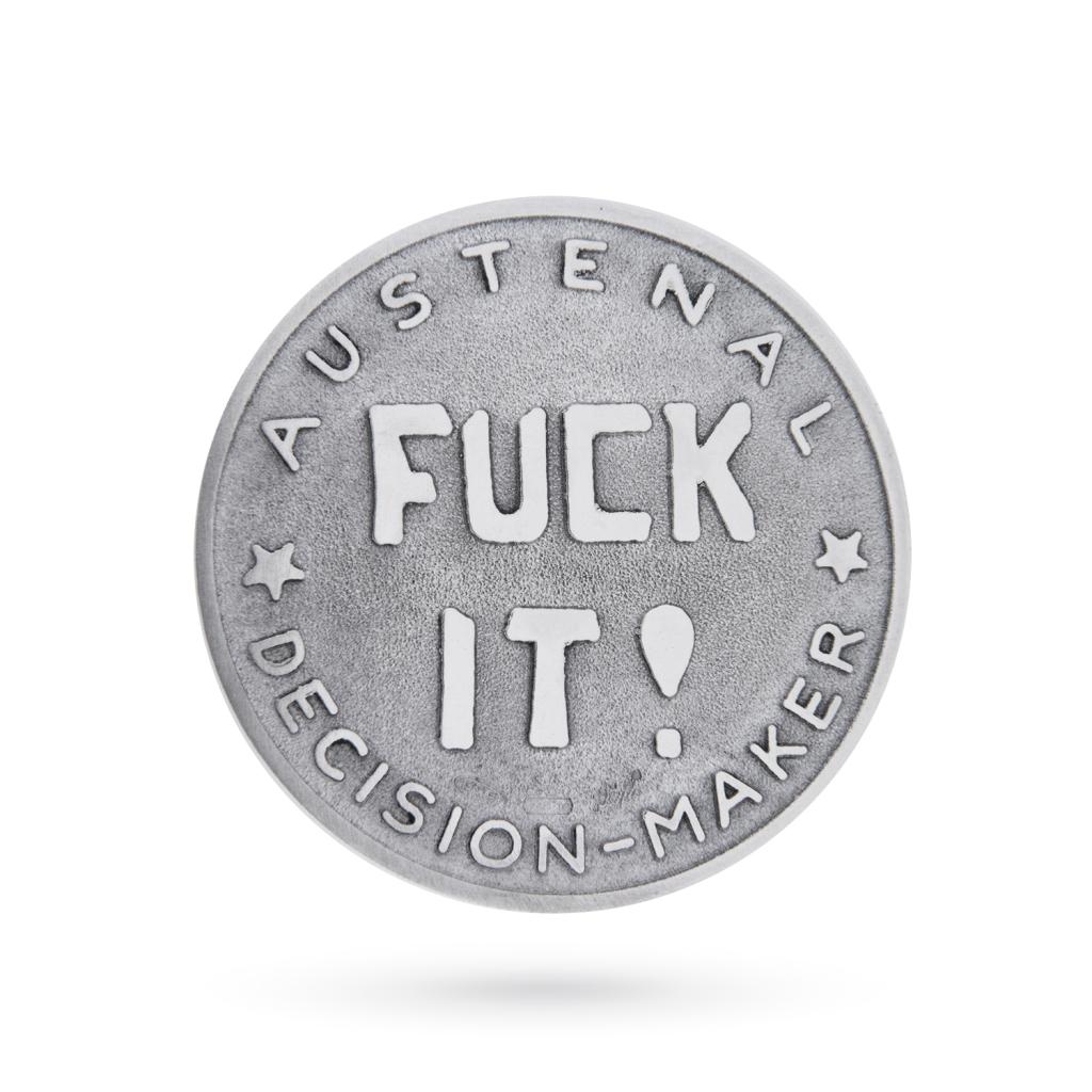  925 sterling silver decision maker coin DoIt FuckIt black and white - CICALA