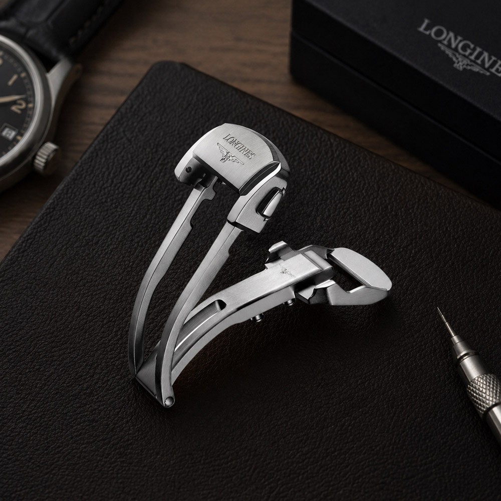 Fibbia Longines Conquest e Hydroconquest GMT originale acciaio 18mm - LONGINES
