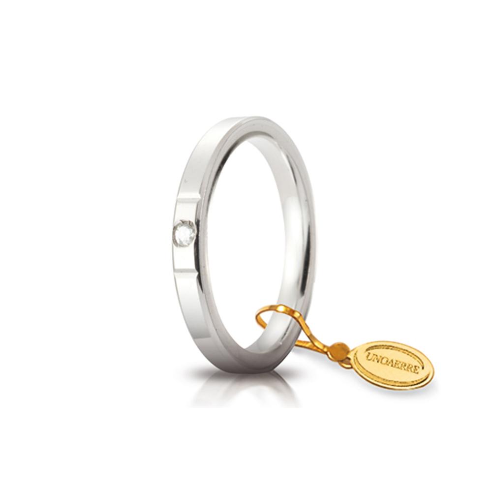 Fede Cerchi di Luce 2,5 mm oro bianco con diamante misura 12 - UNOAERRE