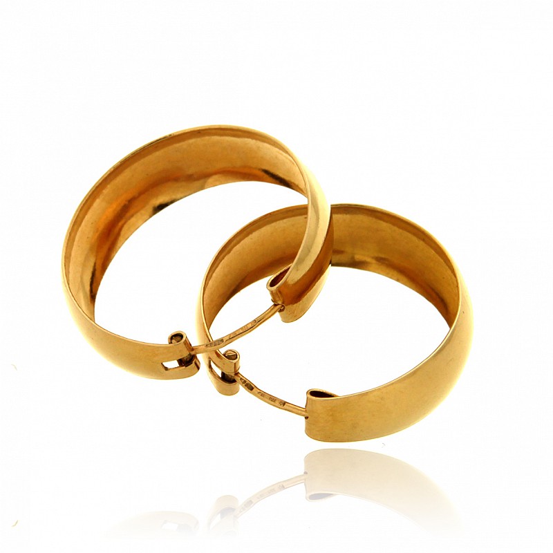  18kt yellow gold earrings with big polished circle - CICALA