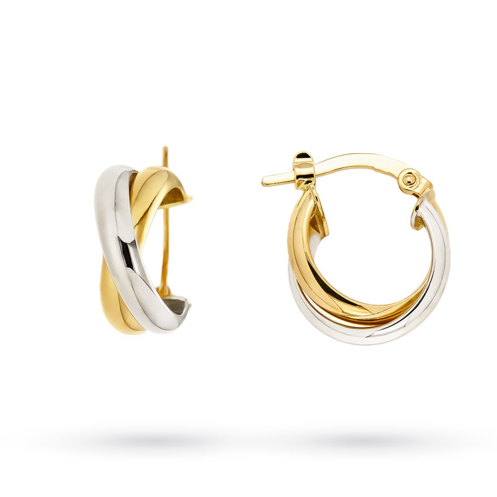  Orecchini bicolore oro bianco e giallo &Oslash; 13mm - LUSSO ITALIANO