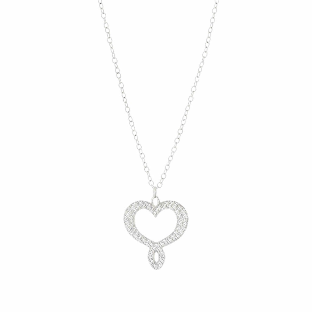 Collana cuori Maman pendente trama 3,4 cm argentata - MAMAN ET SOPHIE