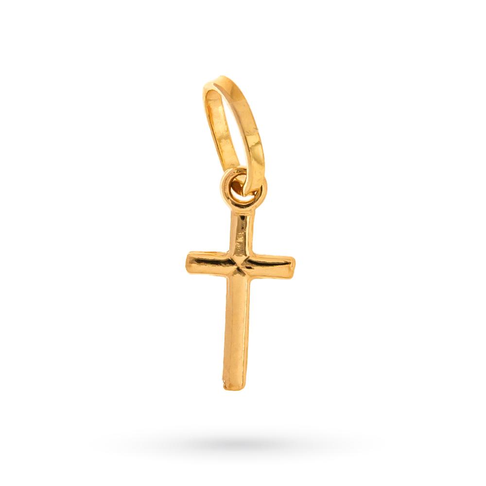 Ciondolo croce oro giallo lucida liscia 18kt - LUSSO ITALIANO