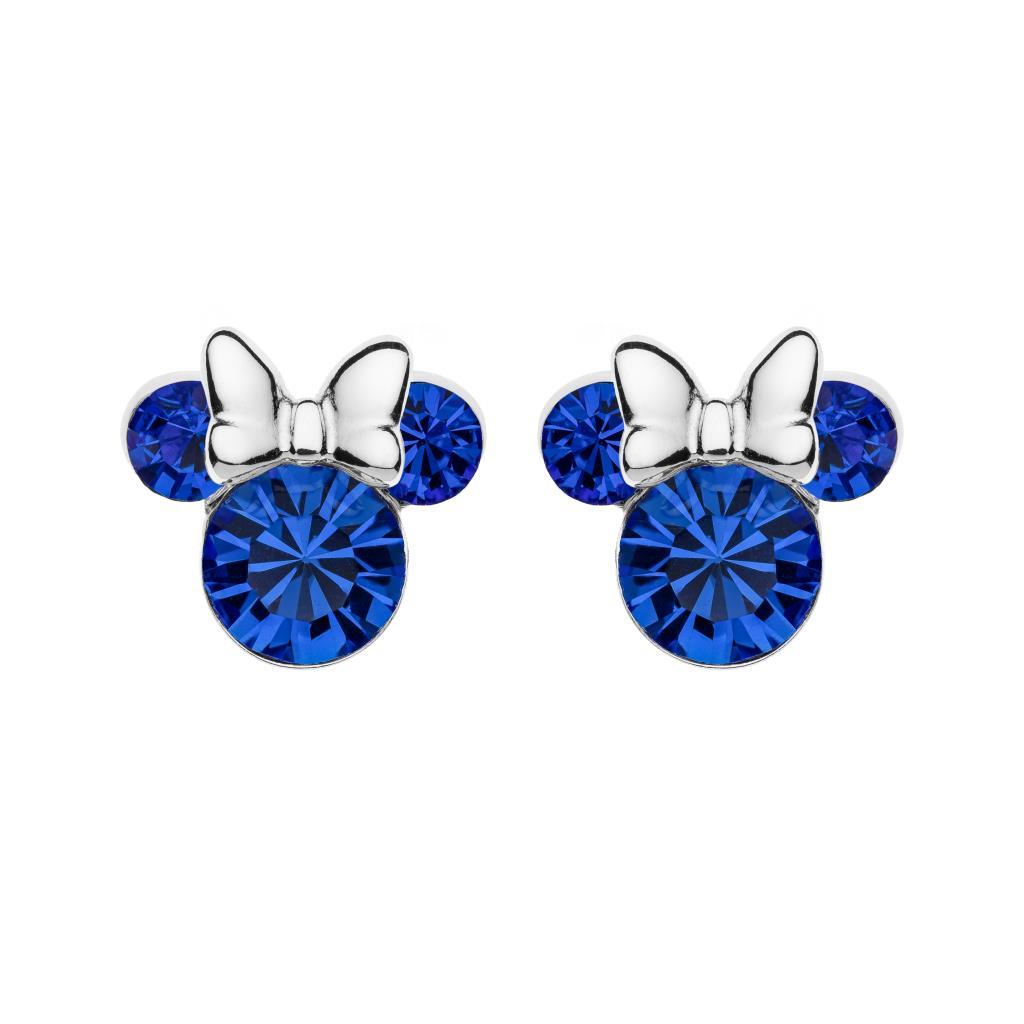 Orecchini bambina Disney Minnie argento cristallo blu zaffiro - DISNEY