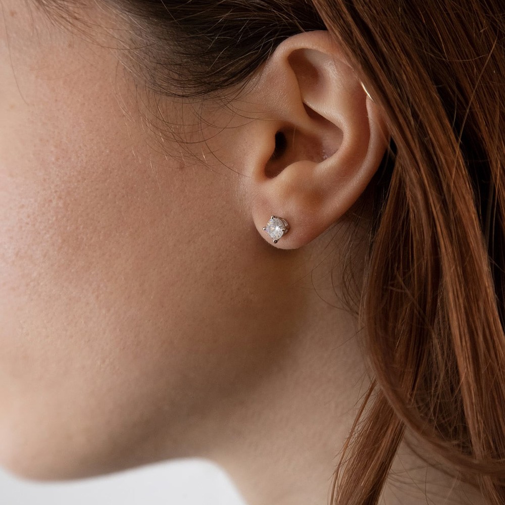  Orecchino singolo punto luce argento rodiato lucido Nove25 - NOVE25