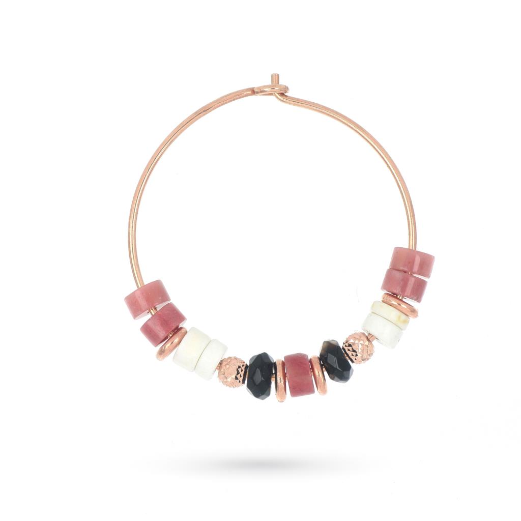 Single hoop earring with colored stones and pink silver - MAMAN ET SOPHIE