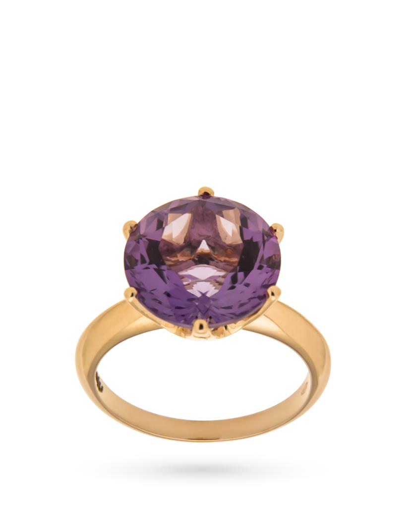 Anello oro rosa con ametista viola - CICALA